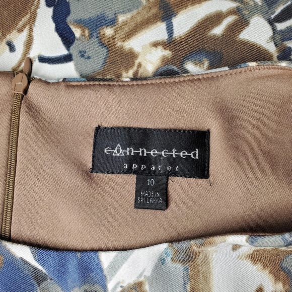 Connected Apparel Women's Tiered Formal Watercolor Midi Dress Size 10 NWOT - Picture 3 of 16